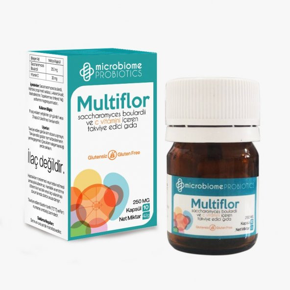 Multiflor 10 Kapsül Saccharomyces boulardii ve Vitamin C İçeren Probiyotik (Glutensiz + Vitamin C ilaveli)