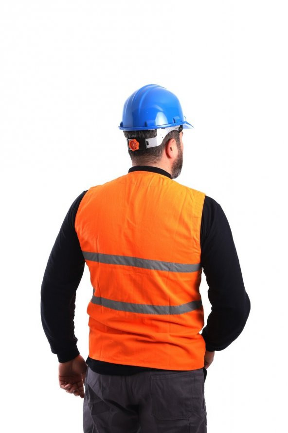 ESER - V Yaka Fosforlu Harman Kumaş Yelek - Turuncu - 3