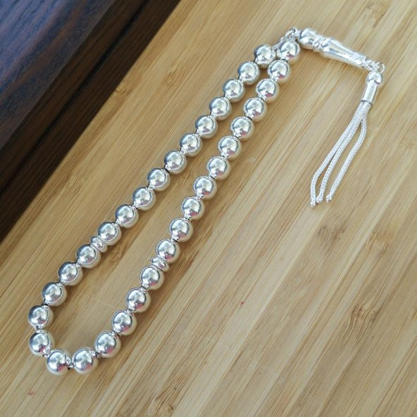 925 Ayar Gümüş Küre Kesim Tesbih - 3