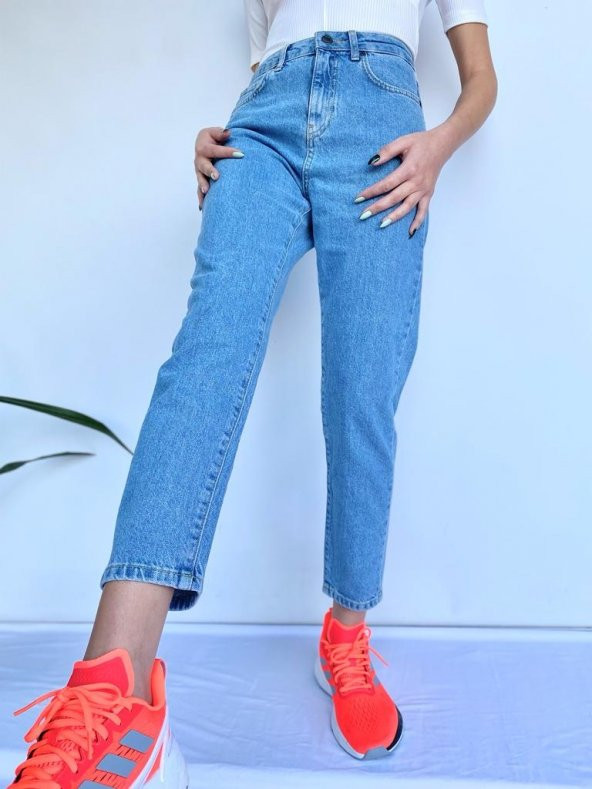 Kadın Mom Jean Açık Mavi Kot Pantolon - 5
