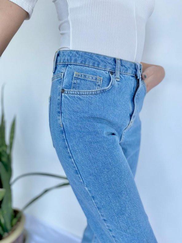 Kadın Mom Jean Açık Mavi Kot Pantolon - 9