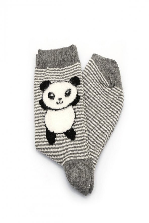 2li Erkek Çocuk Asortili Panda ve Çizgili Desenli Çorap 2239-B2 - 5