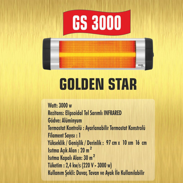 Golden Light GL 3000W Duvar Tipi Infrared Isıtıcı - 2