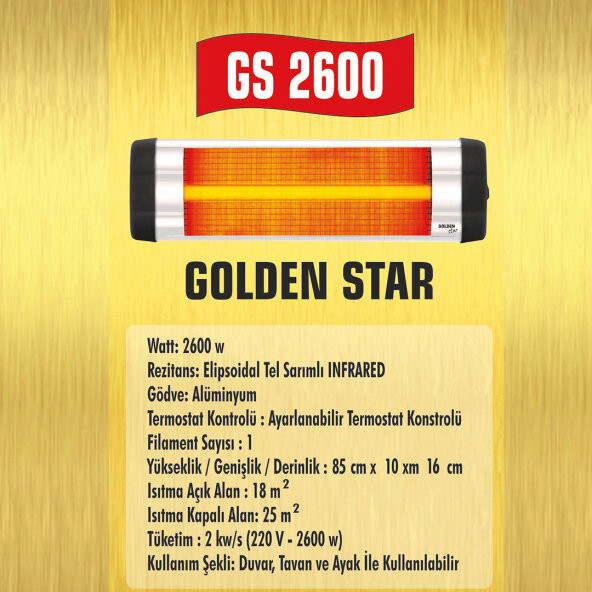 Golden Light GL 2600W Duvar Tipi Infrared Isıtıcı - 2