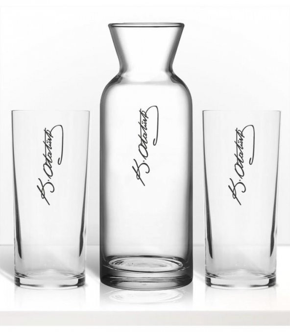 Atatürk İmzalı Renkli Rakı Karaf Seti