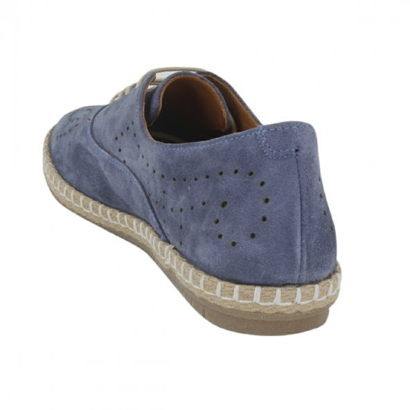 Venüs 2013404Y Hakiki Süet Deri Kadın Espadril Ayakkabı Mavi - 5