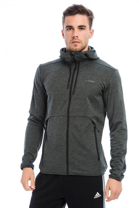 Adidas Essential 3 Stripe Hoodie Eşofman Üst CW3880 Gri - 2