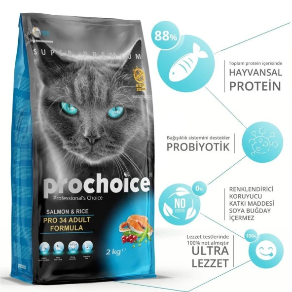 Pro Choice Pro 34 Somonlu Yetişkin Kedi Maması 2 kg