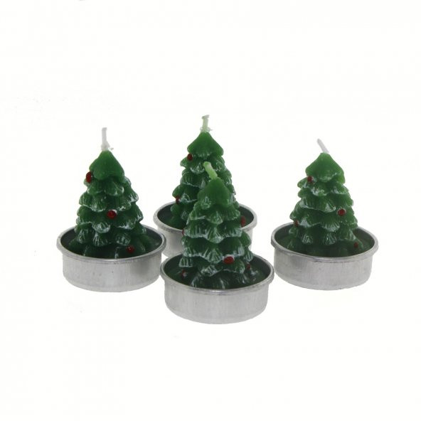 4 Adet 4cm Çam Ağacı Tealight Mum - 3
