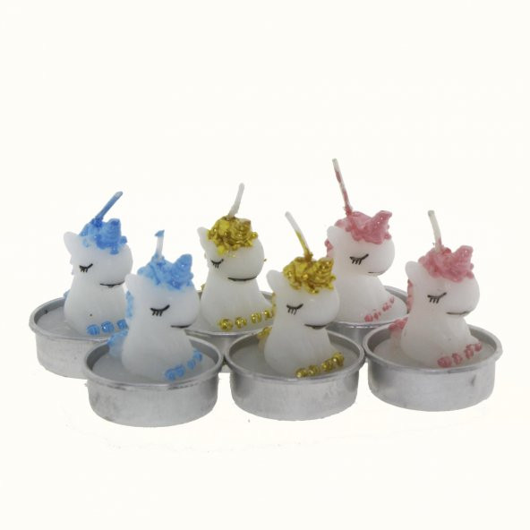 6 Adet 4cm Unicorn At Tealight Mum - 4