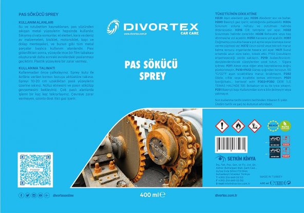 Divortex Güçlü Pas Sökücü ve Önleyici Sprey 400 ml. x 12 Adet - 6