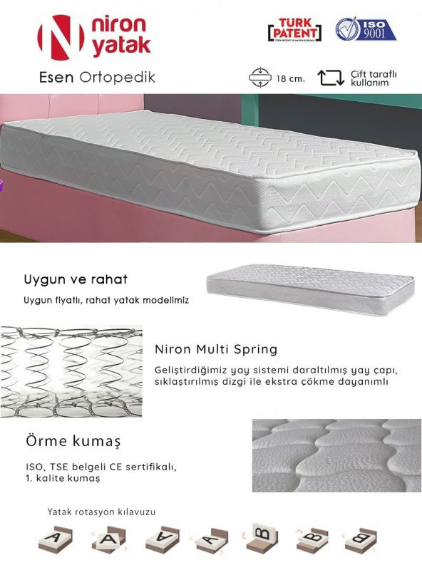 Bebek Yatağı Ortopedik 80x130 cm Niron Esen Yatak - 2