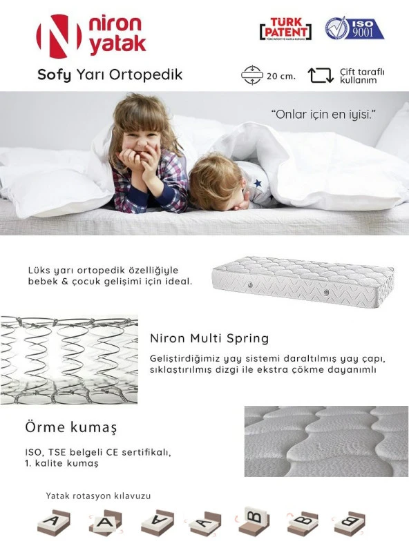 Çift Kişilik Yarı Ortopedik 150X190 Cm Niron Sofy Lüks Yatak - Resim 2