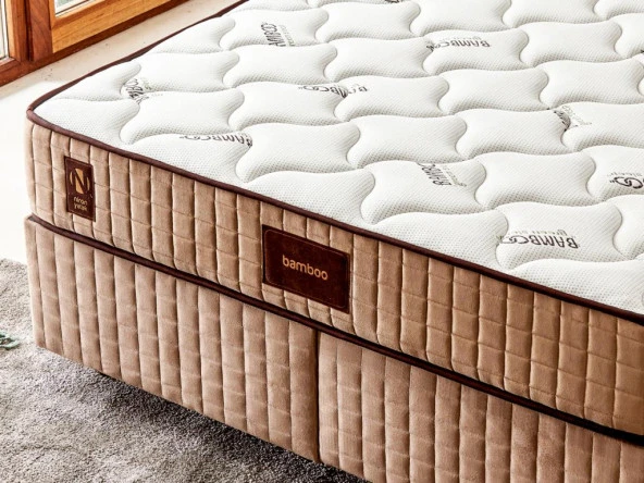 Niron Bamboo Yatak 150x200 Çift Kişilik Doğal Bambu Kumaş Tam Ortopedik Orta Sert Yaylı Yatak - 9