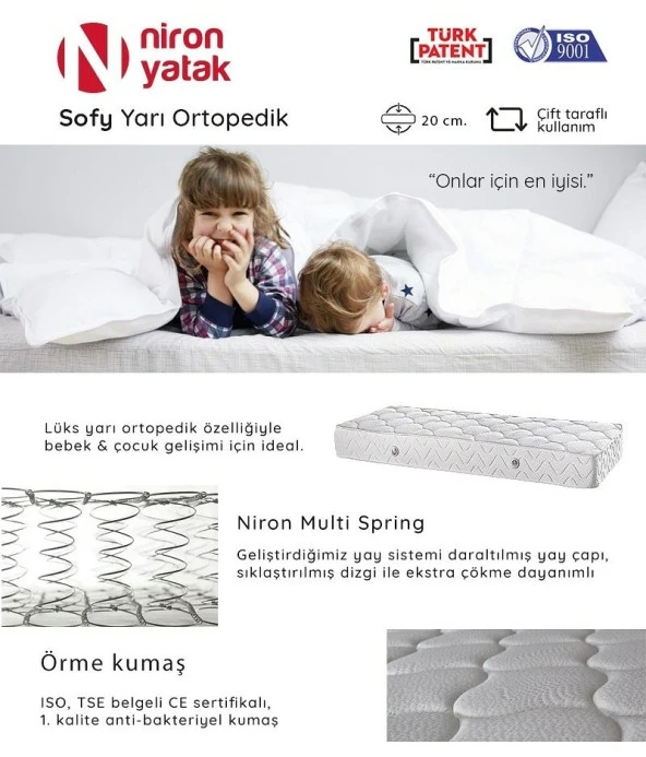 Tek Kişilik Lüks Yarı Ortopedik 100x200 cm Niron Sofy Yatak - 2
