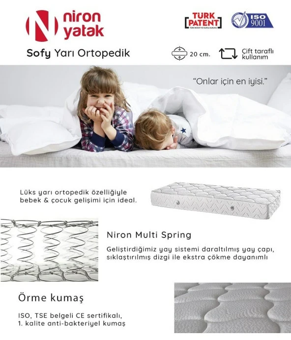 Tek Kişilik Lüks Yarı Ortopedik 80x200 cm Niron Sofy Yatak - Resim 2
