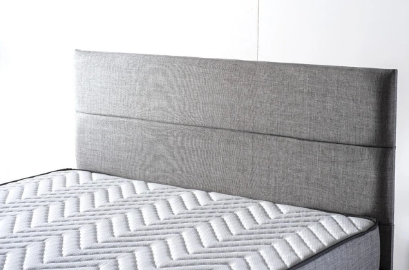 Niron Silver Yatak Baza Başlık Seti 160x200 Çift Kişilik Full Ortopedik Yatak Gri Keten Baza Başlık - 6