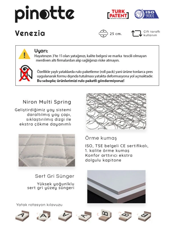 Full Ortopedik Lüks Bebek Yatağı 60x120 Ergonomik Yaylı Yatak Venezia - 3