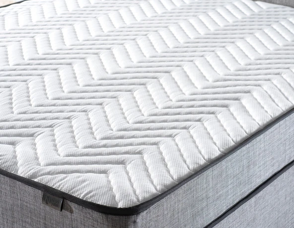 Niron Silver Yatak Baza Başlık Seti 120x200 Tek Kişilik Full Ortopedik Yatak Gri Keten Baza Başlık - 2