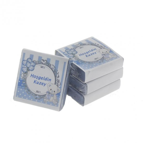 48 Adet İsim Etiketli Lavantalı Doğal Sabun Mavi Ayıcık - 2