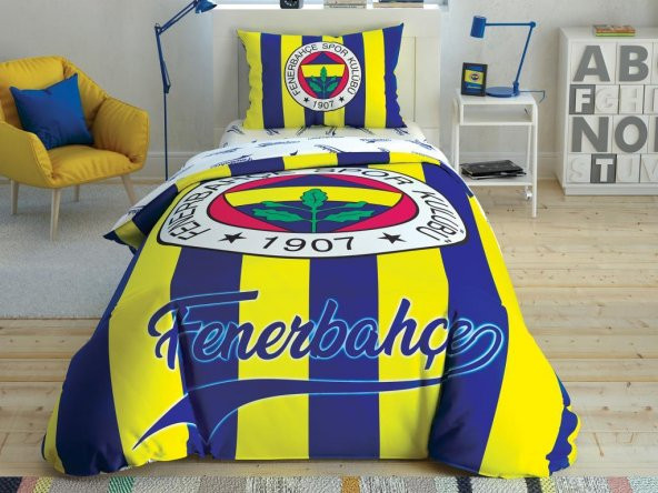 Taç Lisanslı Tek Kişilik Nevresim Takımı Fenerbahçe Çubuklu