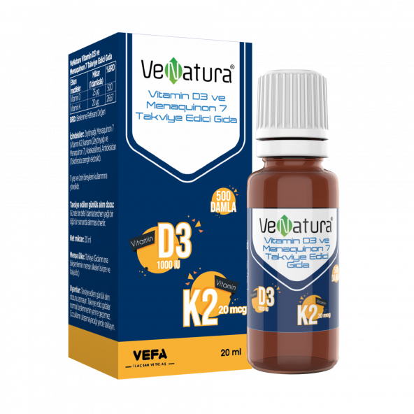VeNatura Vitamin D3 K2 (Menaquinon 7) 20 ML Damla