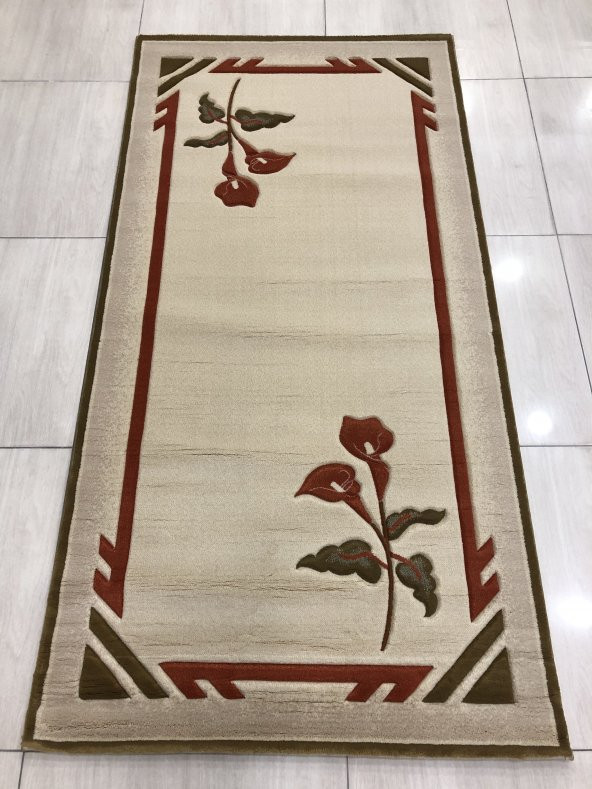 Saray Halı Vizyon Carving 9058 Krem 100x200 Yolluk 2 Metre !