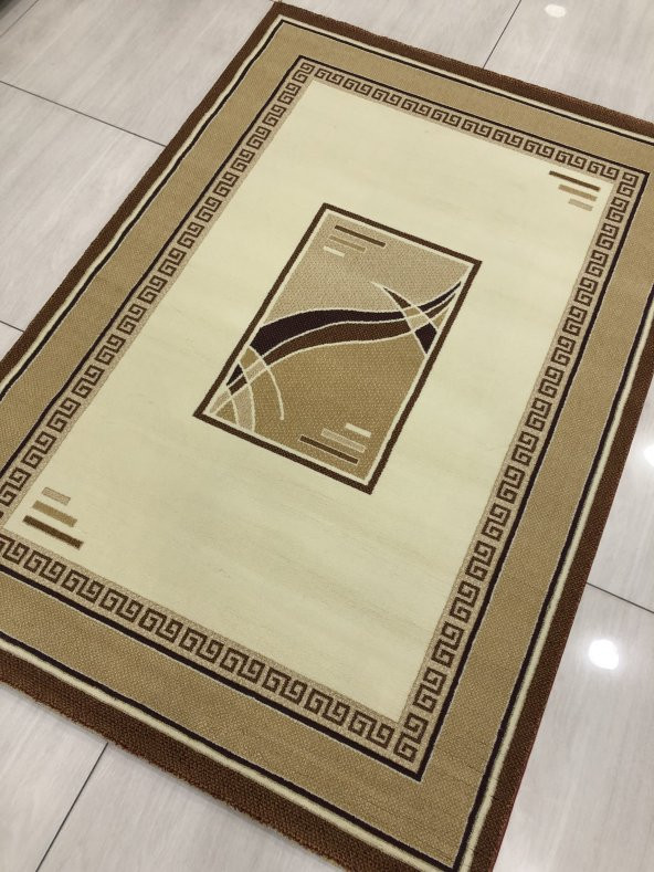 Saray Halı Vizyon 8042 Krem 125x180 Krem ve Kiremit Rengi Halı ! - 4