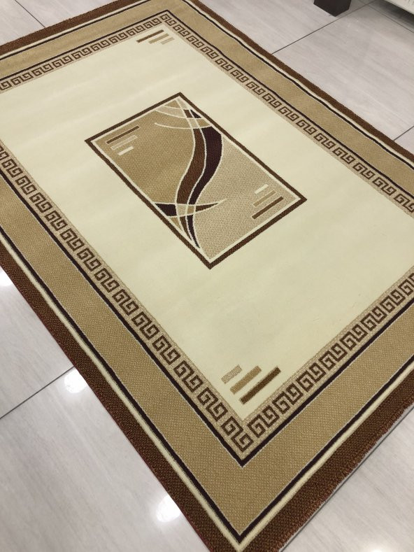 Saray Halı Vizyon 8042 Krem 125x180 Krem ve Kiremit Rengi Halı ! - 5