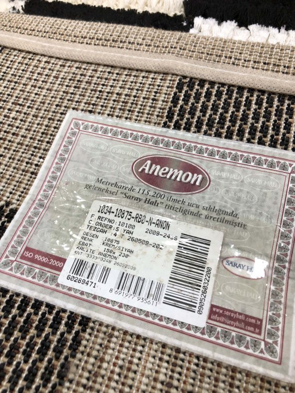 UCUZ HALI ! SARAY HALI ANEMON 10875 RB SİYAH BEYAZ HALI 4 M2 ! - 9