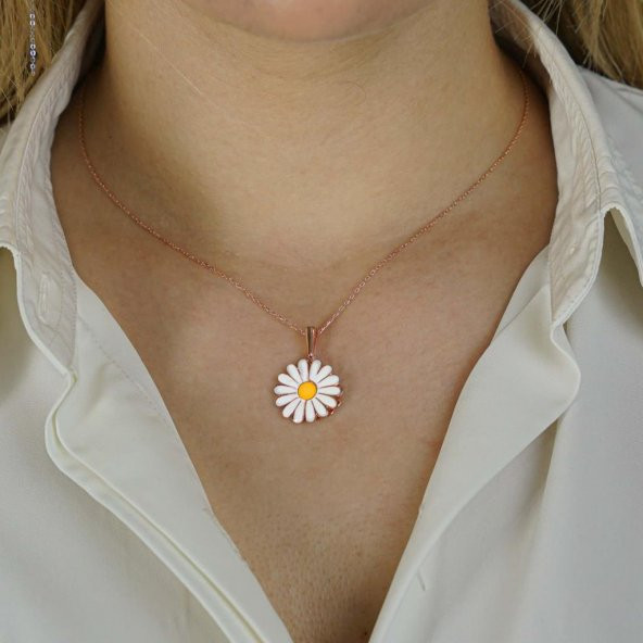 İsimli Papatya  Gümüş Bayan Kolye - Resim 3