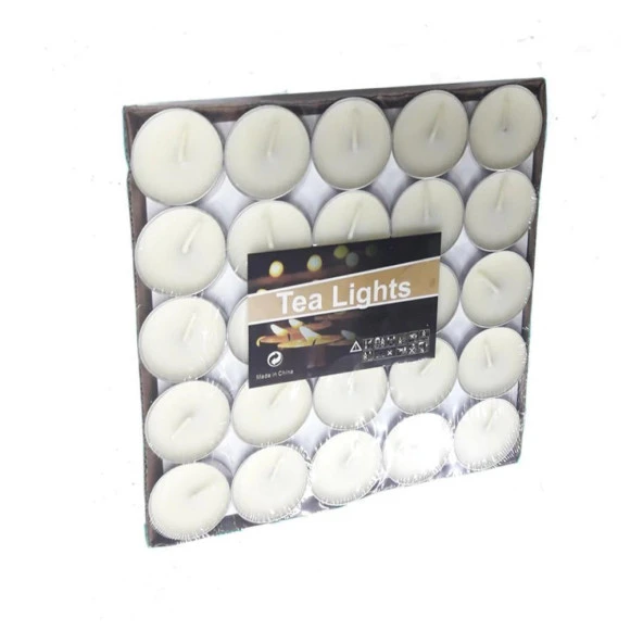 Beyaz TeaLight Yuvarlak Mum 50 Adet