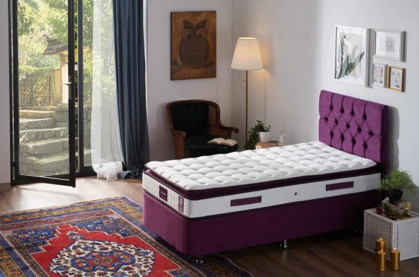 Niron Purple 90x190 Tek Kişilik Pedli Yatak Full Ortopedik Yaylı Yatak - 9