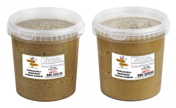AdresS Fındık - Parçacıklı Şekersiz Yer Fıstığı Ezmesi 1 Kg + Parçacıklı Şekersiz Fındık Ezmesi 1 Kg ürün görseli