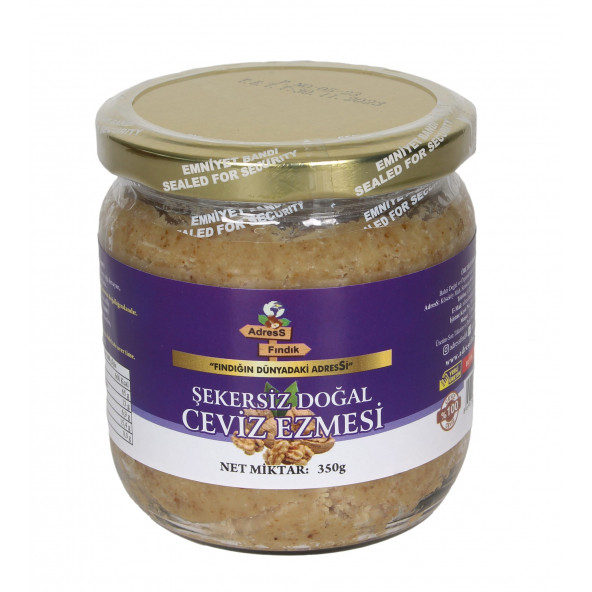 AdresS Fındık - Şekersiz Doğal Ceviz Ezmesi 350 g