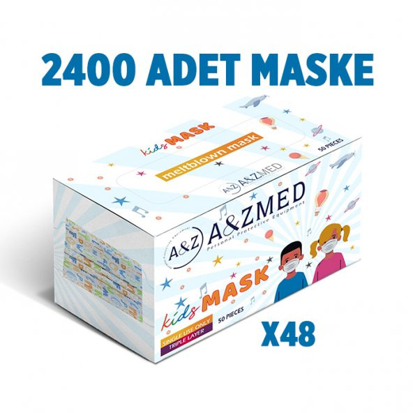 A&ZMED Meltblown Katmanlı 3 Katlı Cerrahi ÇOCUK Maskesi - Harf Baskılı 2.400 Adet