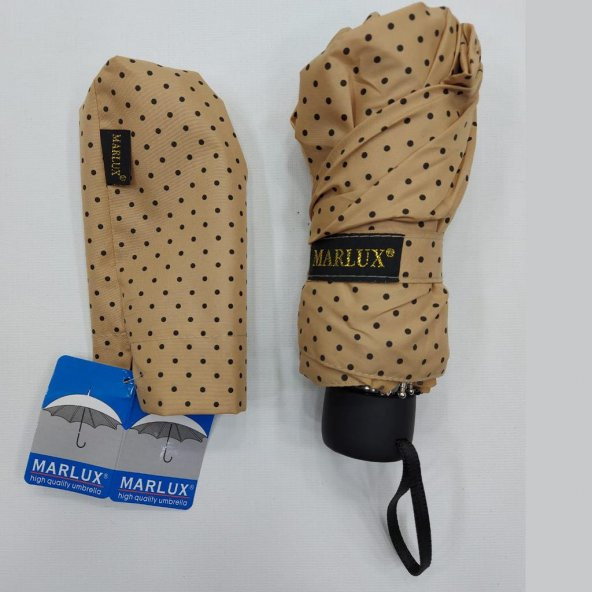 Marlux Siyah Noktalı Bej Renkli Şemsiye MAR-209D