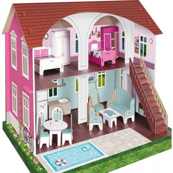 Arnas Toys 3D Karton Maket Boyama Mobilyalı Oyun Evi - 1