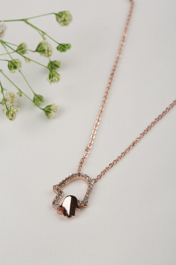 Soobepark El Figürlü Zirkon Kolye Rose Gold Renk - 2