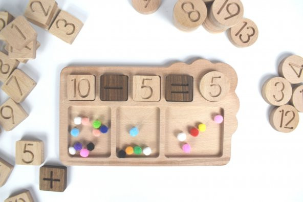 Ahşap Bultak Matematik Oyun Tahtası (47 Parça - Montessori Materyali) - Doğal Eğitici Oyuncak