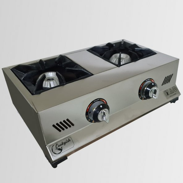 Setüstü Emniyet Ventilli İkili Lokanta Ocağı Lpg(Tüpgaz)/Doğalgaz