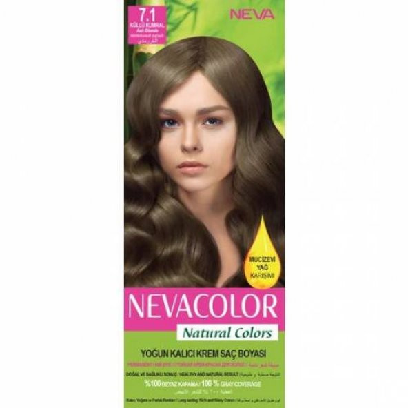 Nevacolor Natural Colors 7.1 Küllü Kumral - Kalıcı Krem Saç Boyası Seti - 1
