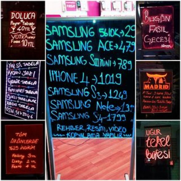 KAMPANYA !!!-YAZ SİL NEON LED TABELA 30X40cm 1 KALEM - 5