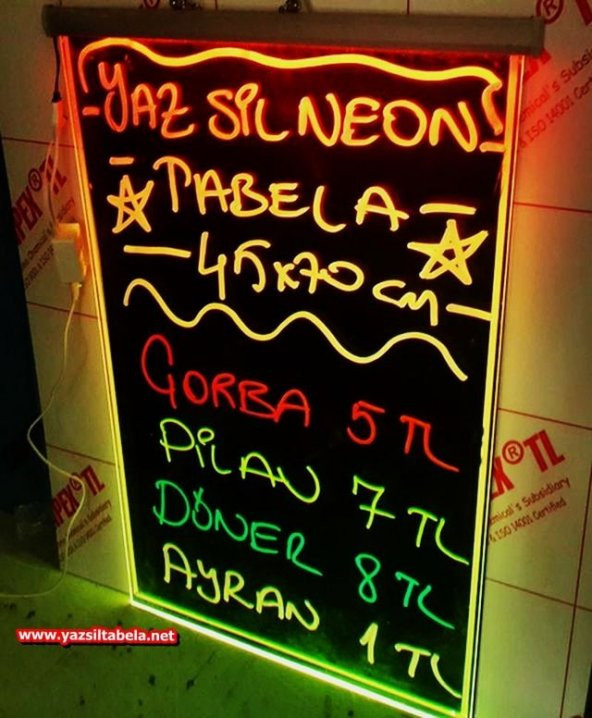 30X40cm-3 renk Kalem-YAZ SİL NEON LED TABELA-IŞIKLI YAZI PANOSU - 3