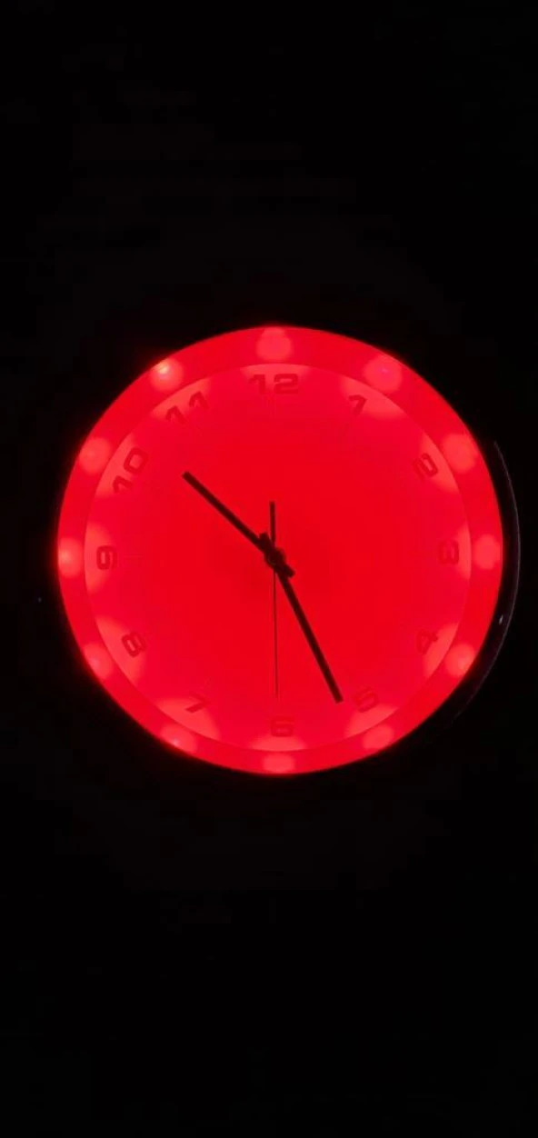 Eclips Kırmızı Led Işıklı 30 cm Duvar Saati Metal Çerçeveli CL30KR - 4