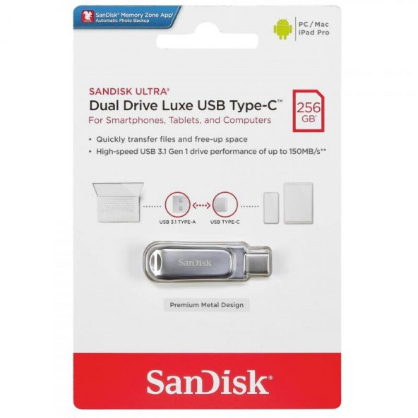 Sandisk 256GB USB Ultra Dual Drive Luxe 3.1 Type-C SDDDC4-256G-G46