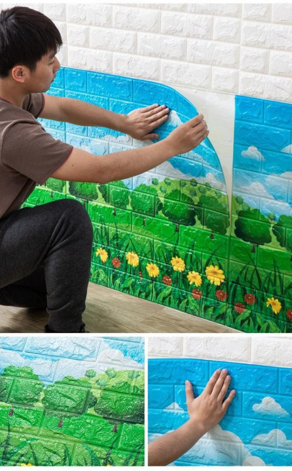 NW28 Anaokulu Kreş Çocuk Odası Kendinden Yapışkanlı 3D Dekoratif Duvar Paneli