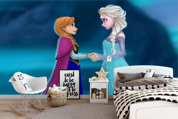 Çocuk Odası Elsa Karlar Ülkesi Prenses Duvar Kağıdı