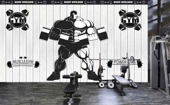 Gym Fıtness Spor Salonu Wallpaper Özel Tasarım Duvar Kağıdı