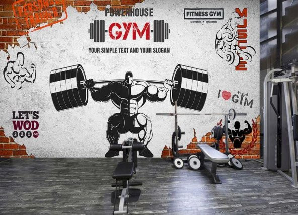 Renkli Duvarlar Lekleli Kırmızı Tuğla Deseni Beyaz Arka Plan Spor Salonu Fıtness Wallpaper Özel Tasarım Duvar Kağıdı - 1
